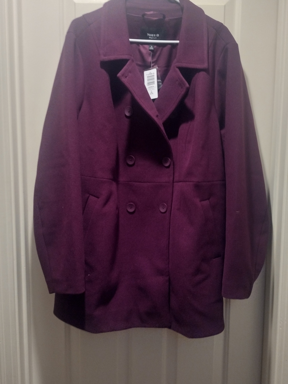 torrid Plum Double-Breasted Peacoat